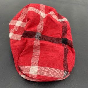 Newsboy hat. Plaid, used, normal wear